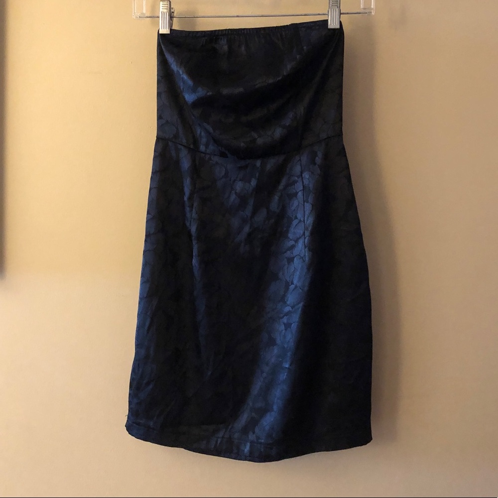 Black strapless mini dress jacquard